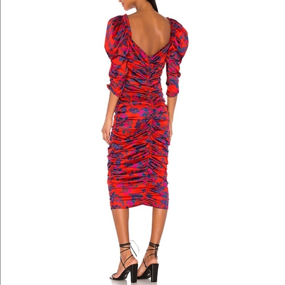 Women’s For Love & Lemons Monet floral red/pink midi dress Size XS - Picture 2 of 7